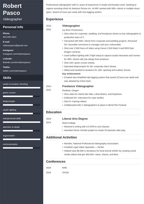 Videographer Resume Template & Guide (20.